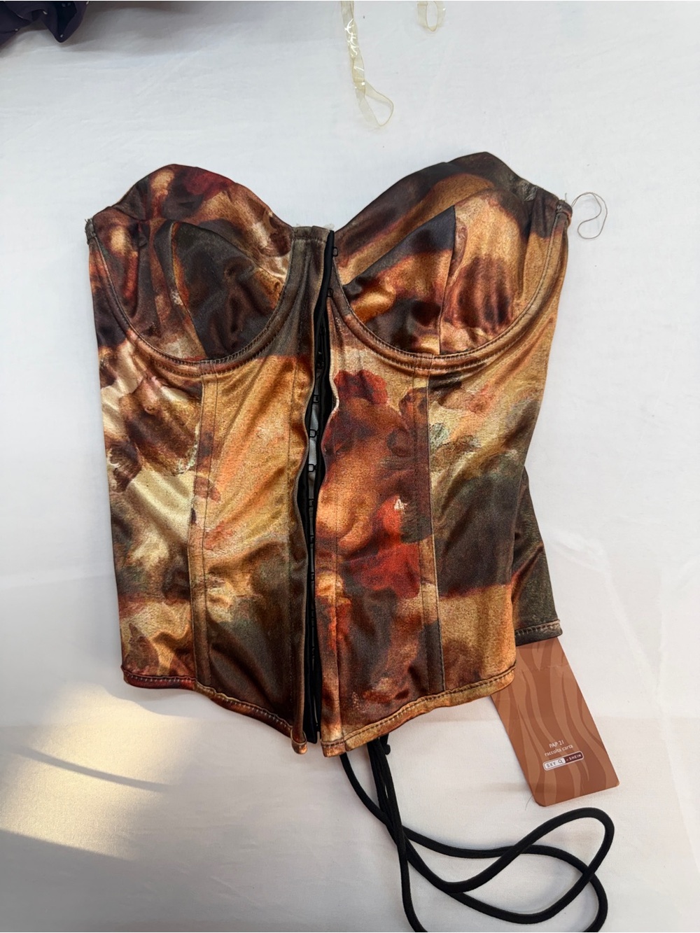 SHEIN Bronze Multi-Tone Satin Bustier Corset Top